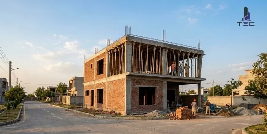 House Construction Stages in Lahore: Layout Marking to Roof Casting